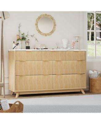 Modern Fluted Dresser with 7 Drawers, 54" Wide Chest of Drawers