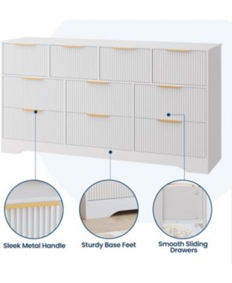 Fluted Dresser for Bedroom with 10 Drawers, 59" Wide Modern Chest of Drawers with Wood Frame , Storage Organizer