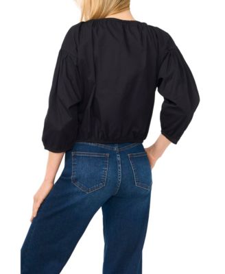 Women's Split Tie Neck Bubble Blouse