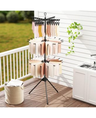 3-Tier Tripod Folding Clothes Drying Rack with 24 Clips, Freestanding Air Dryer