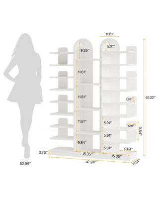 13-Tier Shoe Rack, Freestanding Tall Entryway Shoe Organizer with Open Shelves, 40 Pairs Wide White Wooden Shoe Shelf Shoe Storage Cabinet