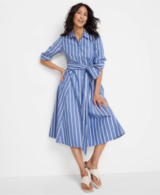 Women's Poplin Midi Wrap Front Dress