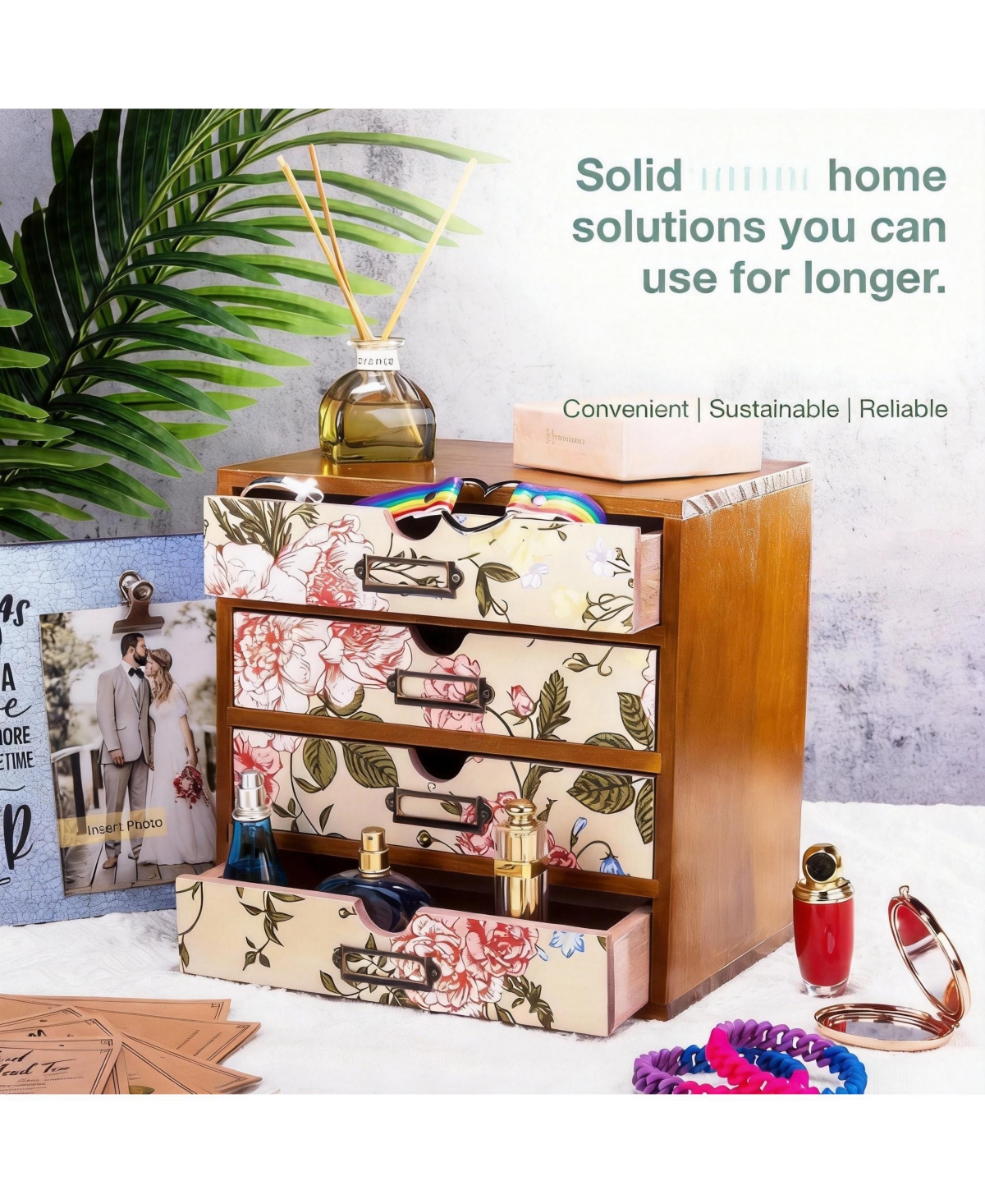Yigii Boho Tribal 4-Drawer Desk Organizer: Stylish Storage for Office, Bedroom, Kitchen