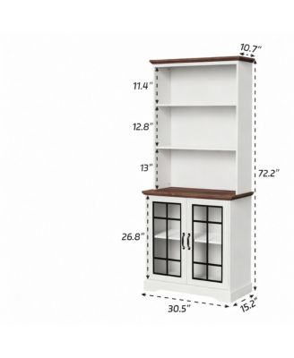 5-Tier Adjustable Storage Bookshelf with Cabinet-Adjustable 72" Tall bookcase for Living Rooms and Offices