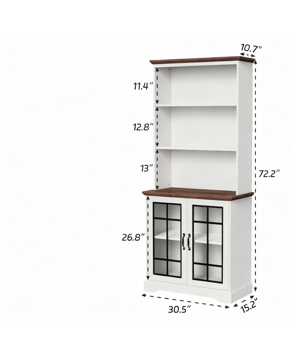Yigii 5-Tier Adjustable Storage Bookshelf with Cabinet-Adjustable 72" Tall bookcase for Living Rooms and Offices