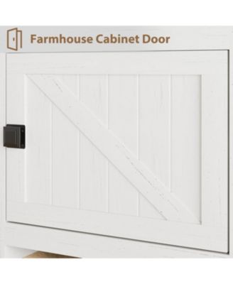 Farmhouse TV Stand for 80" TVs, Long Entertainment Center with 4 Drawers and 3 Shelves