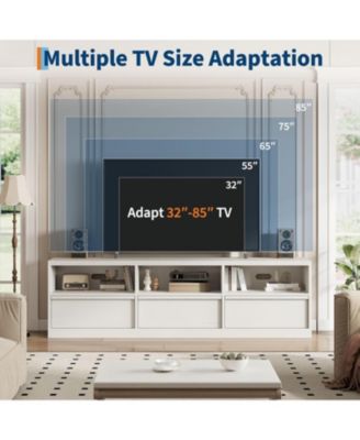 Mid-Century TV Stand for 65–75" TVs, Industrial Entertainment Center with 3 Drawers