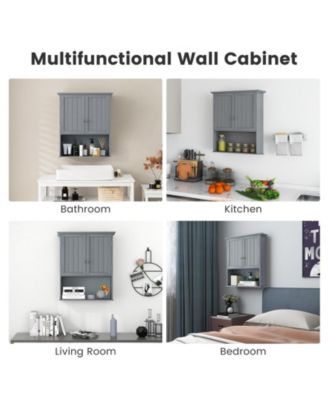 2-Door Wall-Mount Bathroom Storage Cabinet with Open Shelf