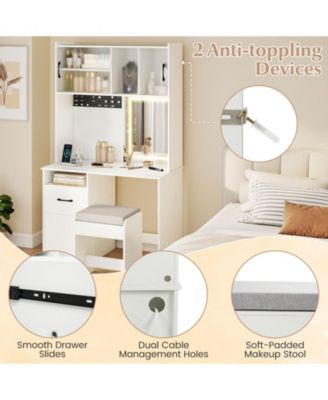 67" Tall Vanity Set with Mirror and Charging Station, Makeup Dressing Table