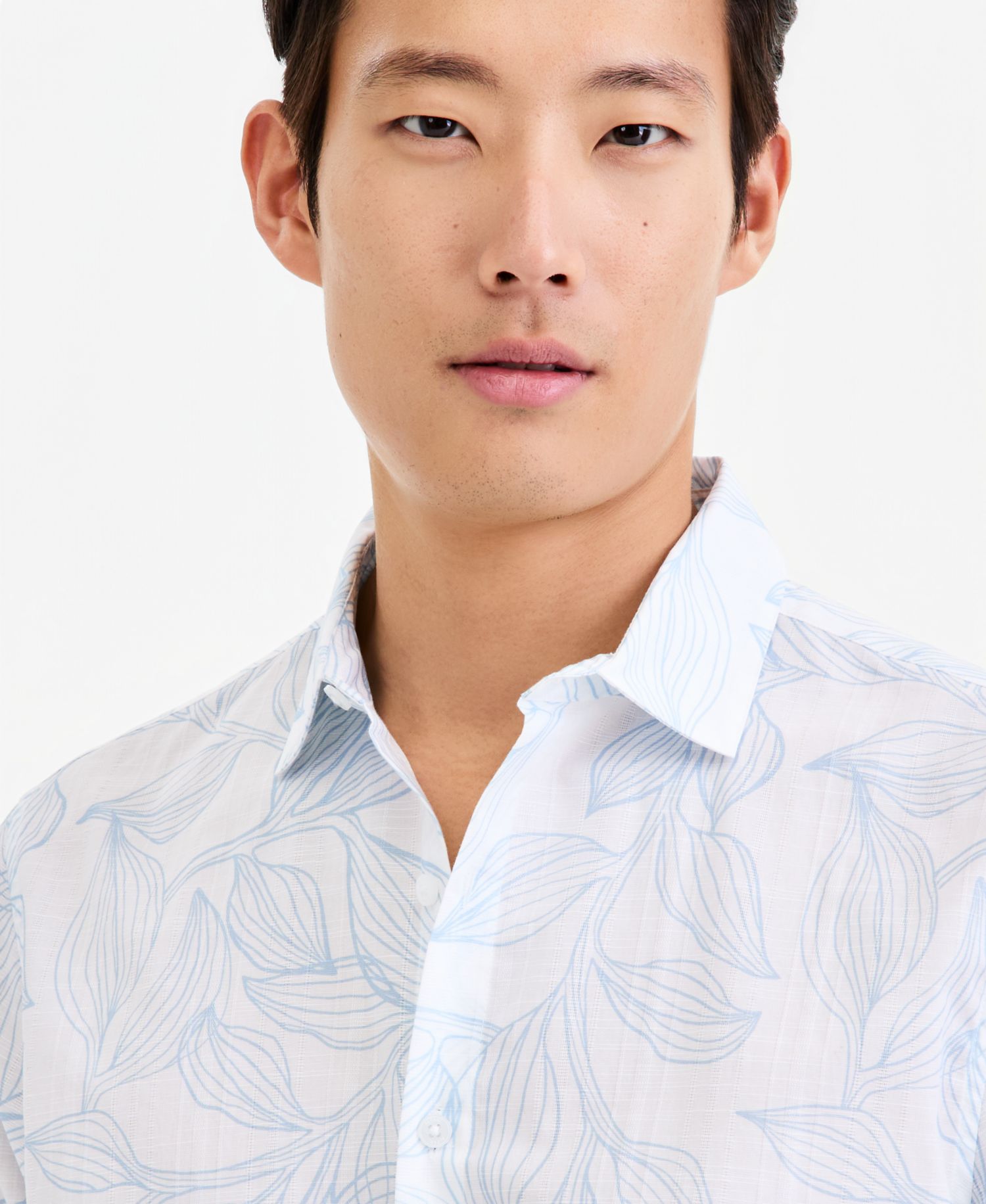 Men's Short-Sleeve Cotton Leaf Shirt