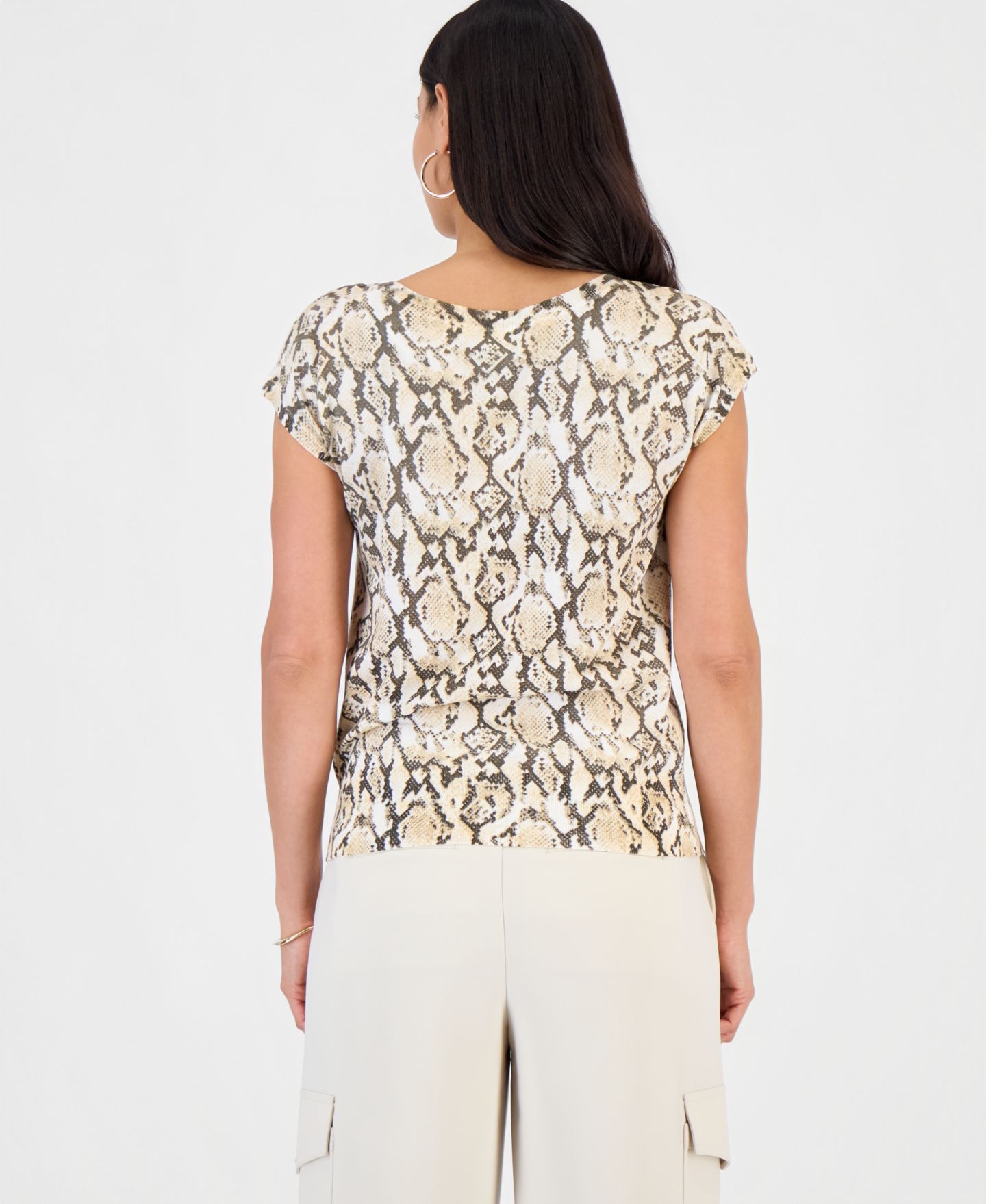 Топ I.N.C. International Concepts Petite Printed Wide Neck Dolman-Sleeve Top, цвет: Змеиный — фото 4