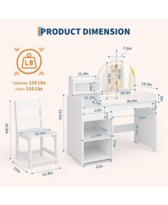 2-in-1 Princess Vanity Set, Girls  Perfect Gift Makeup Desk & Chair Combo