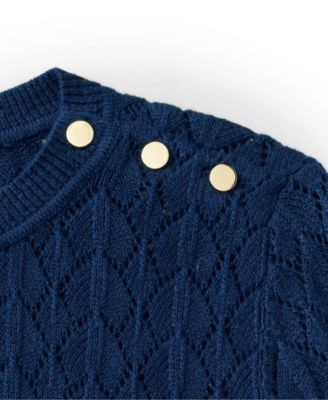 Women's Cotton Viscose Button Shoulder Modern Crew Sweater