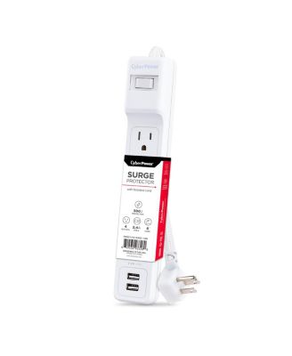 P406U 4-Outlet Home/Office Surge Protector with 2x USB-A Port, White