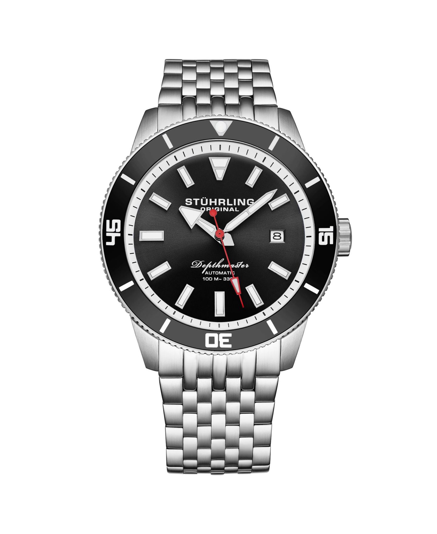 Мужские часы Stuhrling Depthmaster 4086.1 Men s Automatic Watch 42mm Stainless Steel Black Dial, цвет: Чёрный — фото 1