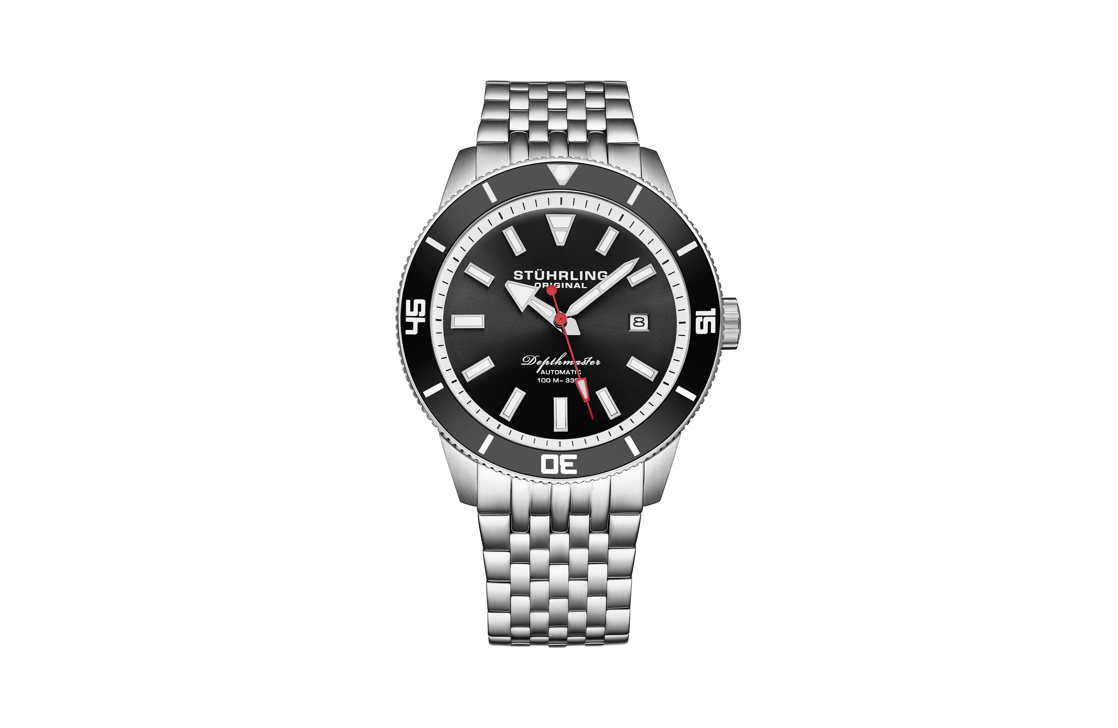 Stuhrling Depthmaster 4086.1 Men s Automatic Watch 42mm Stainless Steel Black Dial