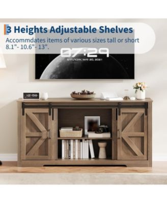 Modern TV Stand for TVs Up to 70", 66" Entertainment Center with 4 Drawers & Sliding Barn Door, Wooden Media Console Table for Living Room,