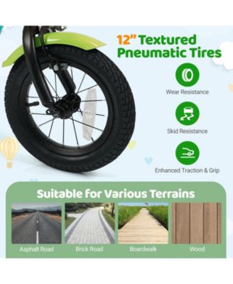 12 Inch Kids Bike with Training Wheels and Basket Green Color-12