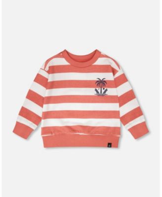 Big Boys French Terry Sweatshirt Brick and White Stripes