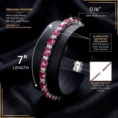 Classic Sterling Silver Vibrant Colored 4MM CZ Tennis Bracelet