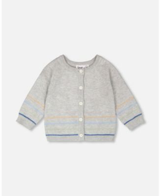 Baby Boys Cotton Knit Striped Button Front Cardigan