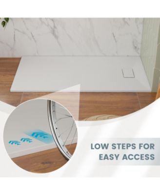 Wheelchair-Friendly Shower Base with Non-Slip Surface, Reversible Drain, SMC Cover and Flashing Kits