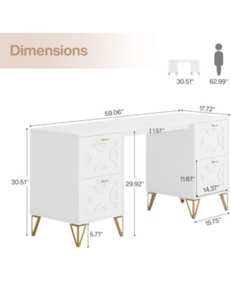 59-Inch Makeup Vanity Desk with 4 Drawers, Dressing Table with Storage (Without Mirror)