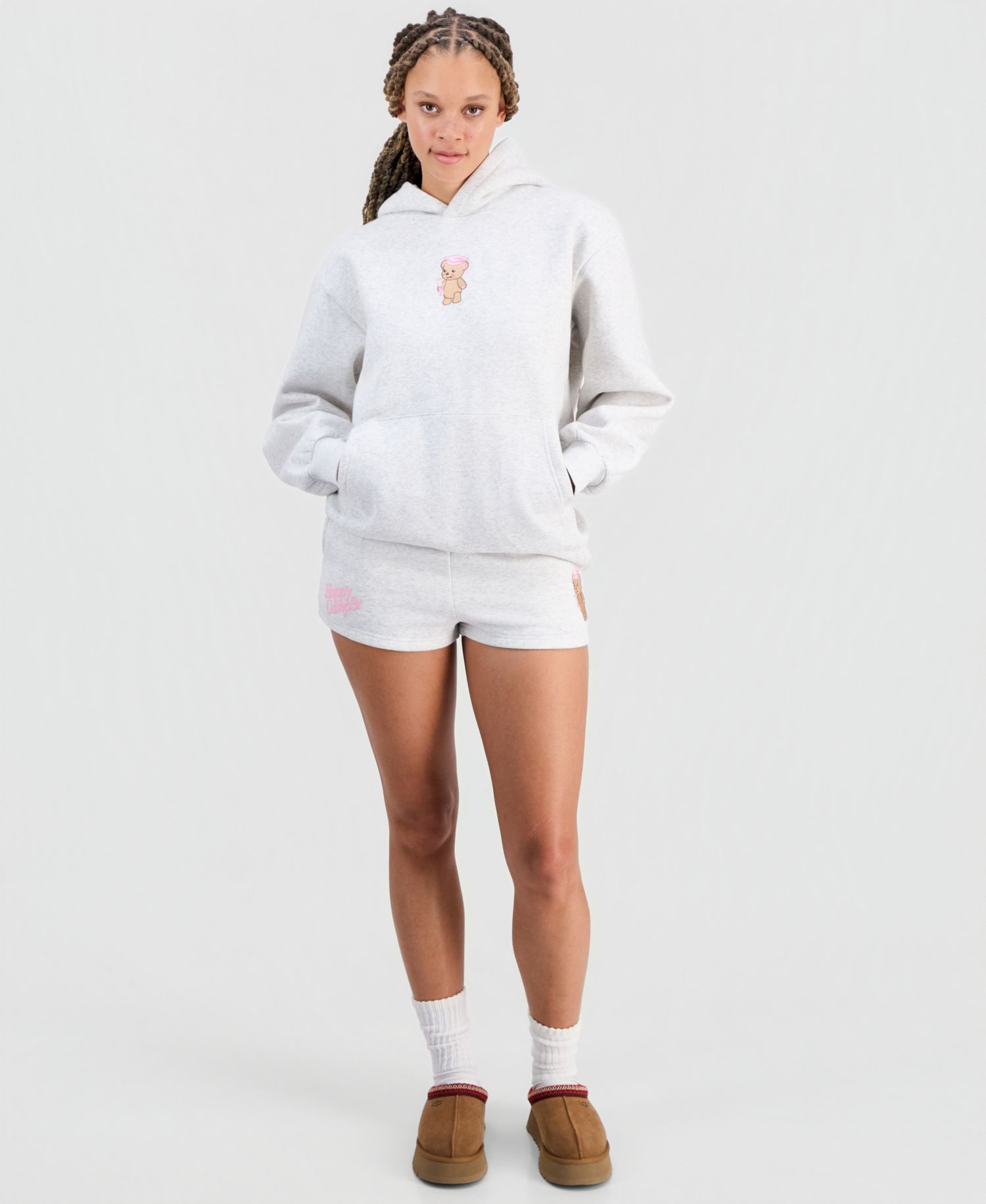 Juniors' Graduation Bear Fleece Shorts