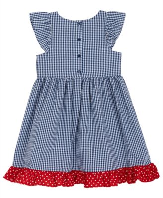 Girls' 2T-6X Navy Flower Seersucker Dress