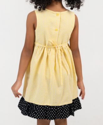 Girls' 2T-6X Yellow Bee Schiffli Seersucker Dress