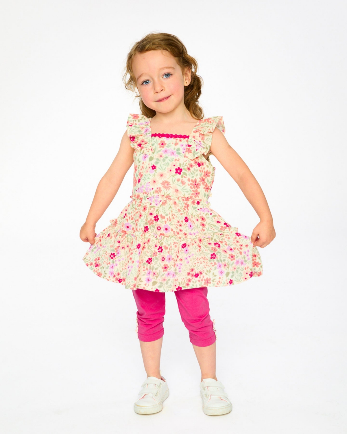 Deux par Baby Girl Tunic and Cotton Capri Set Printed Flowers