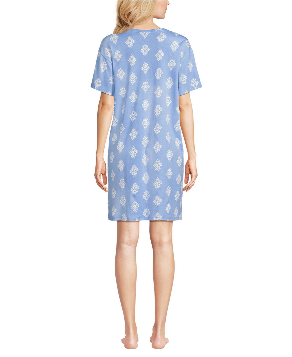 Lands' End Women's Cotton Interlock Relaxed Above the Knee Nightgown