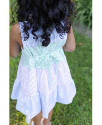 Toddler Girls Seersucker Dress With Tulips