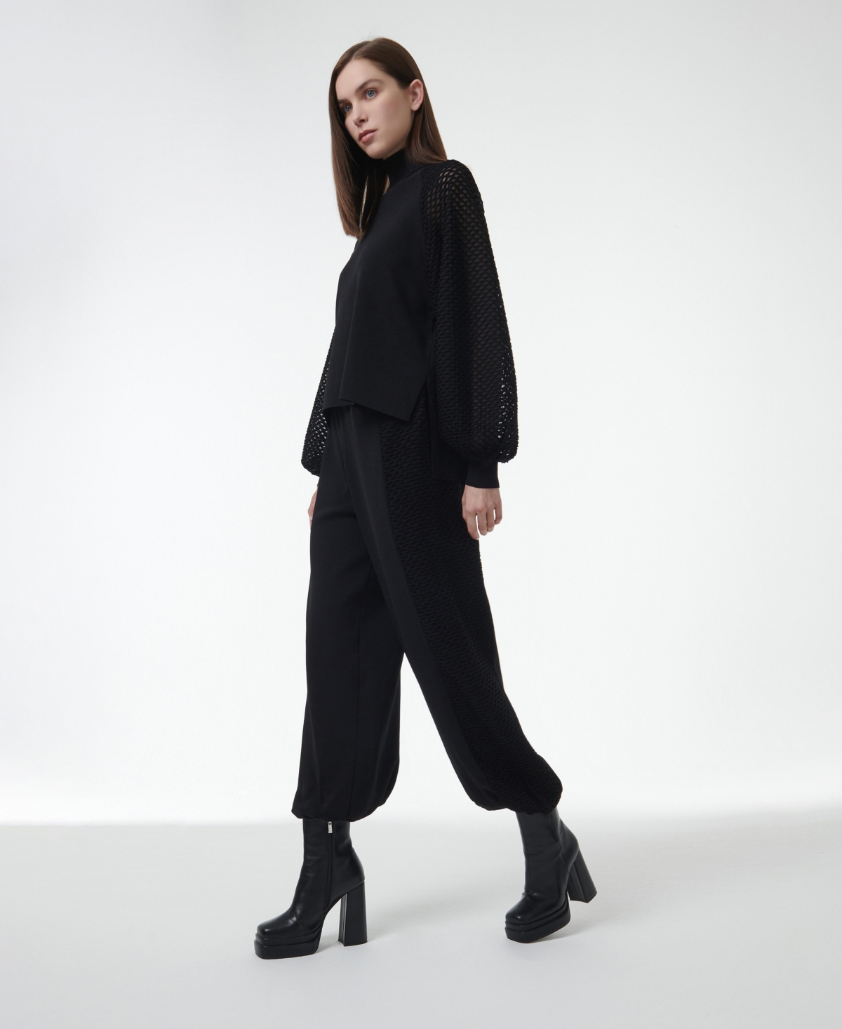 Leem Women's Mesh Detail Knit Trousers