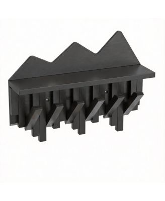 Bamboo Wall Coat Rack with 6 Hooks & Shelf for Hats