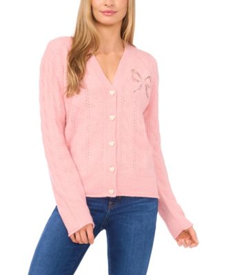 Women's Cable V-Neck Cardigan Sweater