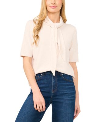 Women's Tie Neck Front Button Cardigan