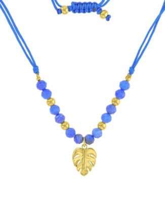 Waterproof Yellow Palm Leaf Labradorite Adjustable Necklace