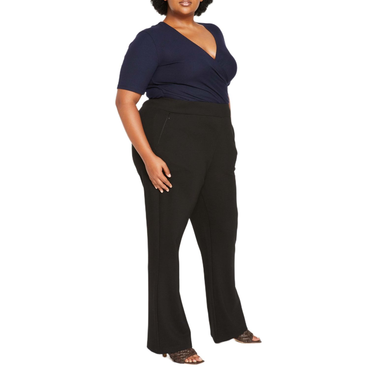 Plus Size Pull On Bootcut Ponte Pants