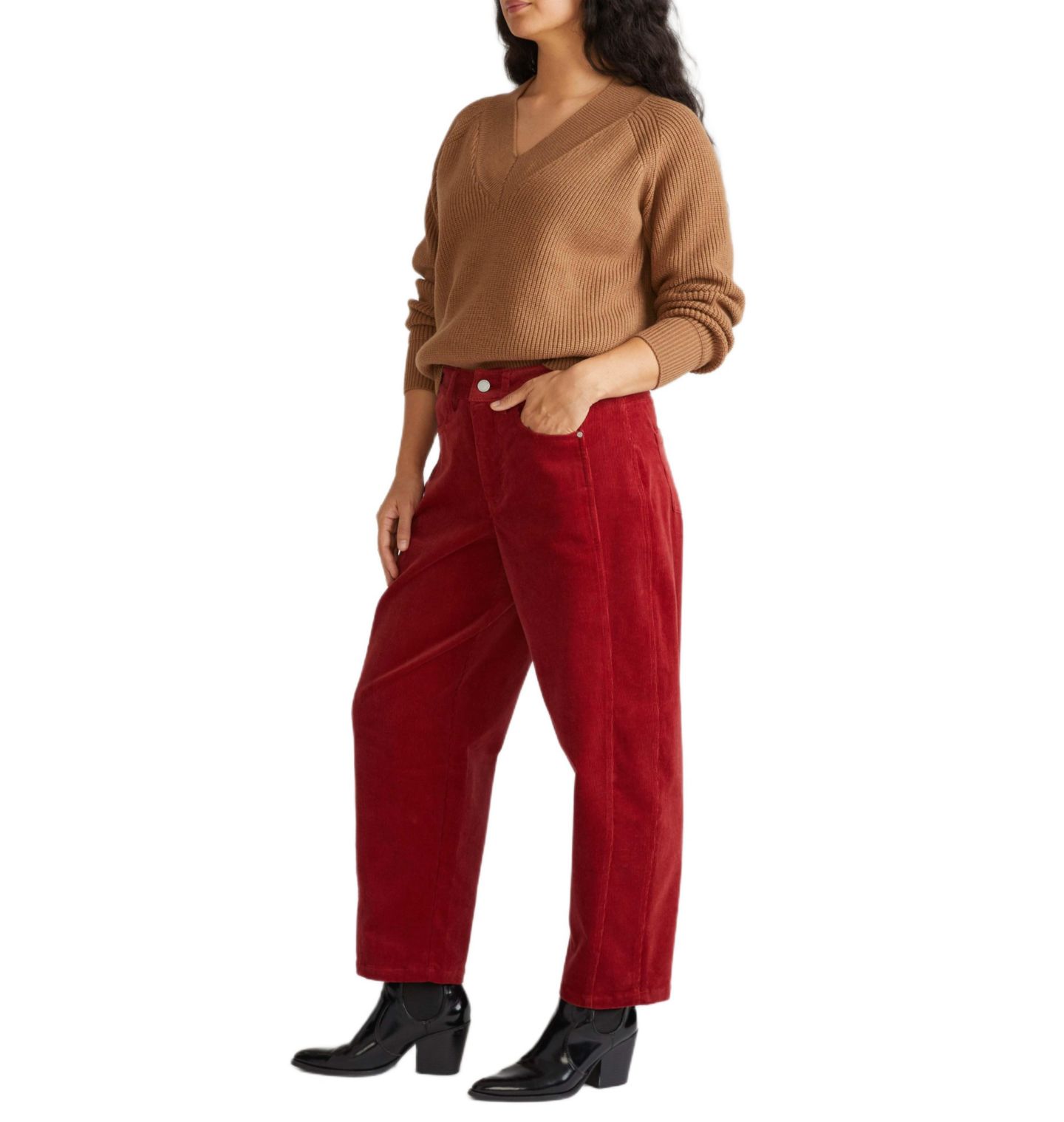 Женские брюки Universal Standard Plus Size Dakota Twisted Leg Corduroy, цвет: Красный — фото 1