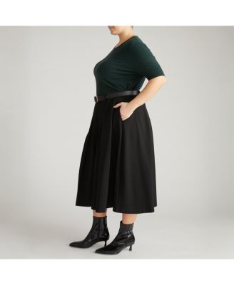 Plus Size Aleya Pleated Ponte Skirt