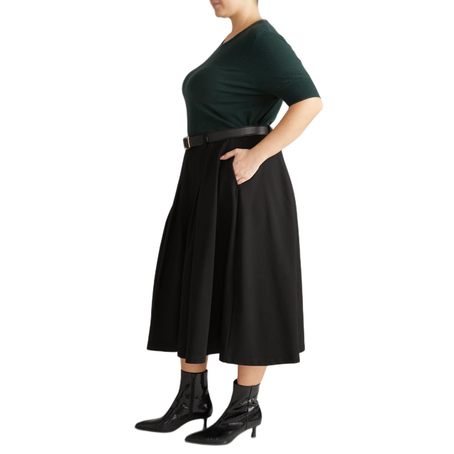 Plus Size Aleya Pleated Ponte Skirt
