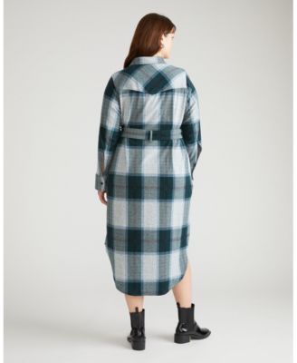 Plus Size Morgan Belted Stretch Flannel Shirtdress