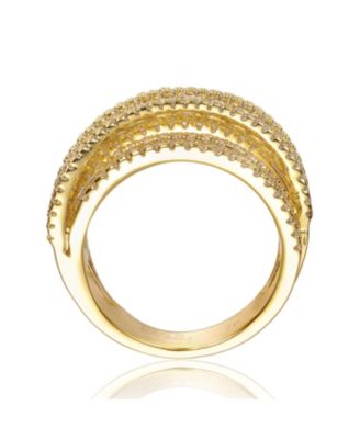 Radiant Sterling Silver Crossover Multi-Row CZ Statement Ring