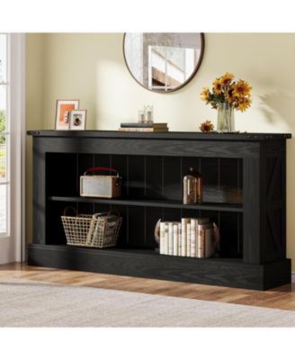 63-Inch Long Console Table for Entryway, Narrow Farmhouse Sofa Table with Shelves