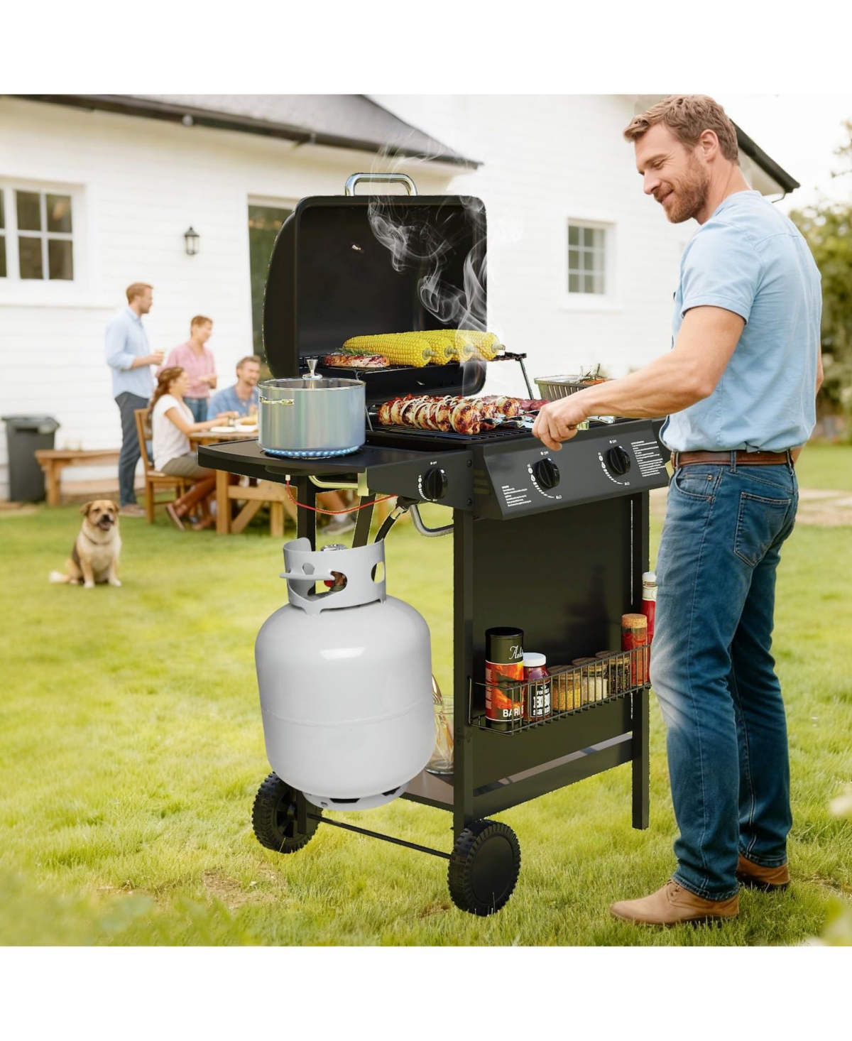 Ecooso 30 000 Btu Outdoor Burner Propane Gas Grill on Wheel