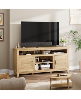 63" Rustic Farmhouse TV Stand for 70" TVs, Media Console with Height-Adjustable Shelves