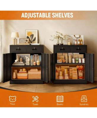 Large Metal Cabinet with 2 Lockable Drawers, Adjustable Shelf, Thickened Steel