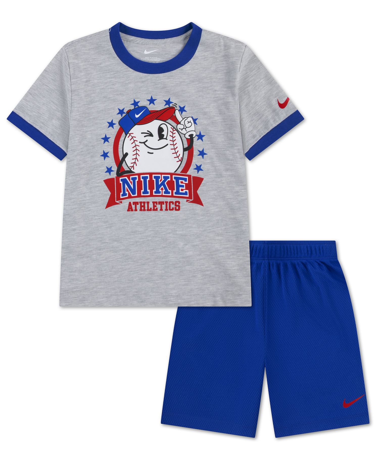 Boys' 2T-7 Dri-FIT Baseball Character Short-Sleeve T-Shirt and Shorts, 2-Piece Set