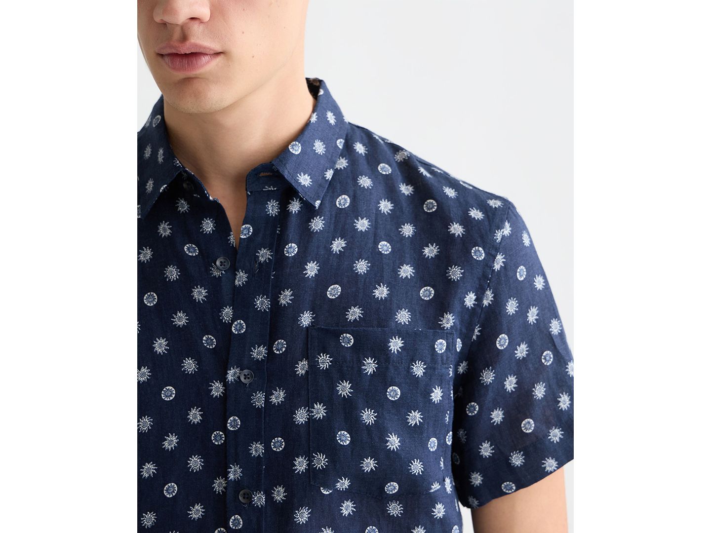 Мужская рубашка SCOTCH & SODA Linen Micro Print Short-Sleeve, цвет: Синий — фото 2